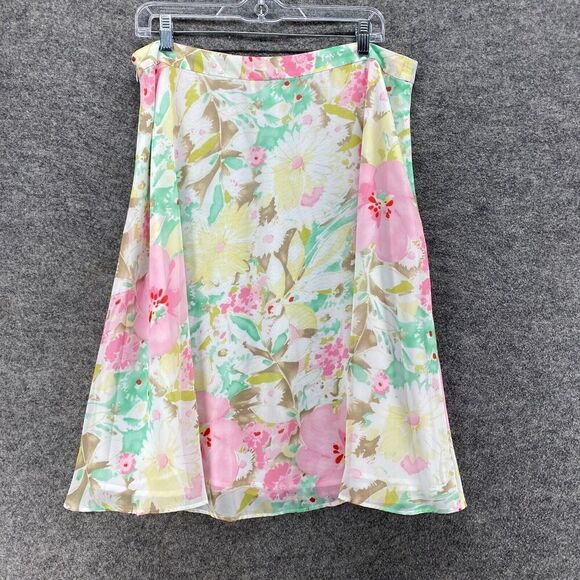 Nine West Skirt Women 14 White Floral A-Line Midi Lined Zipper Mid Rise Casual - Picture 2 of 8